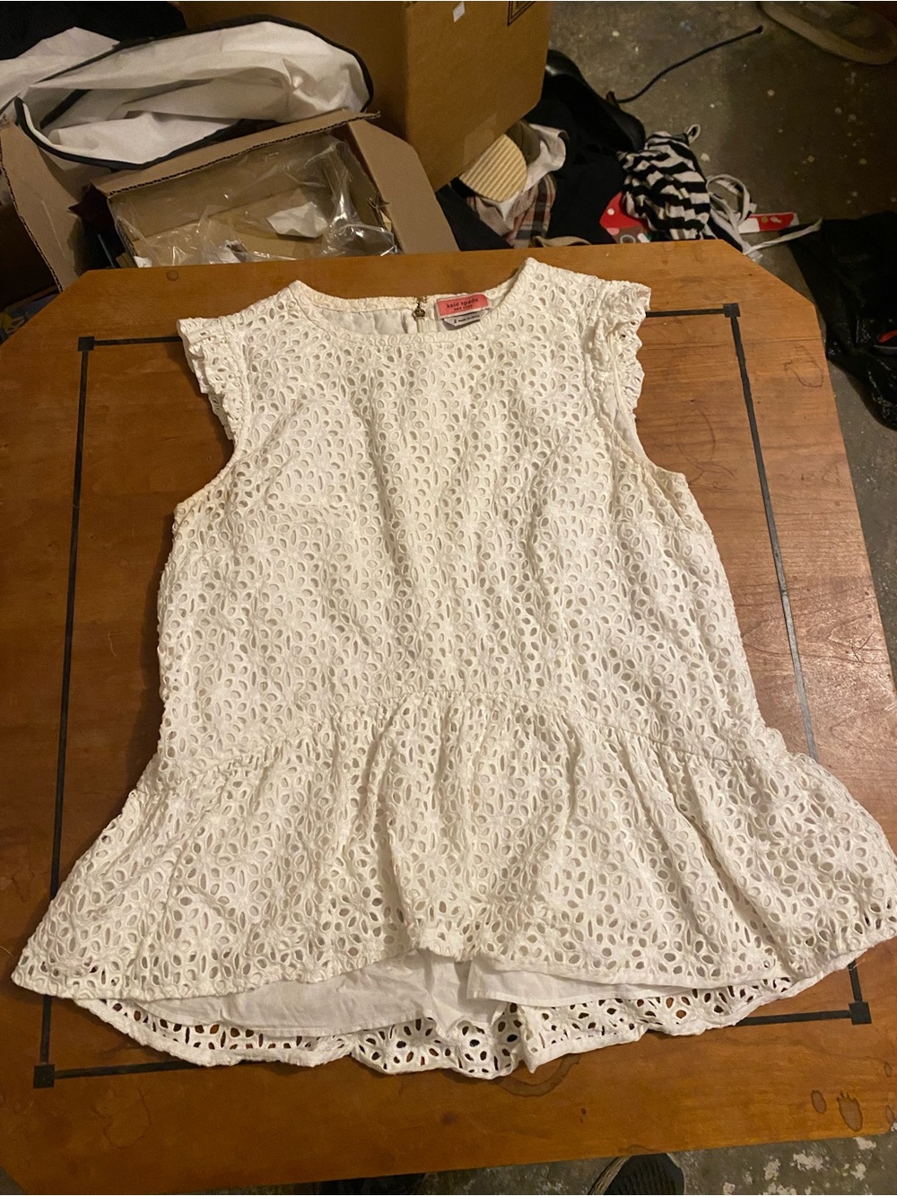 Kate spade White Eyelet Peplum Top